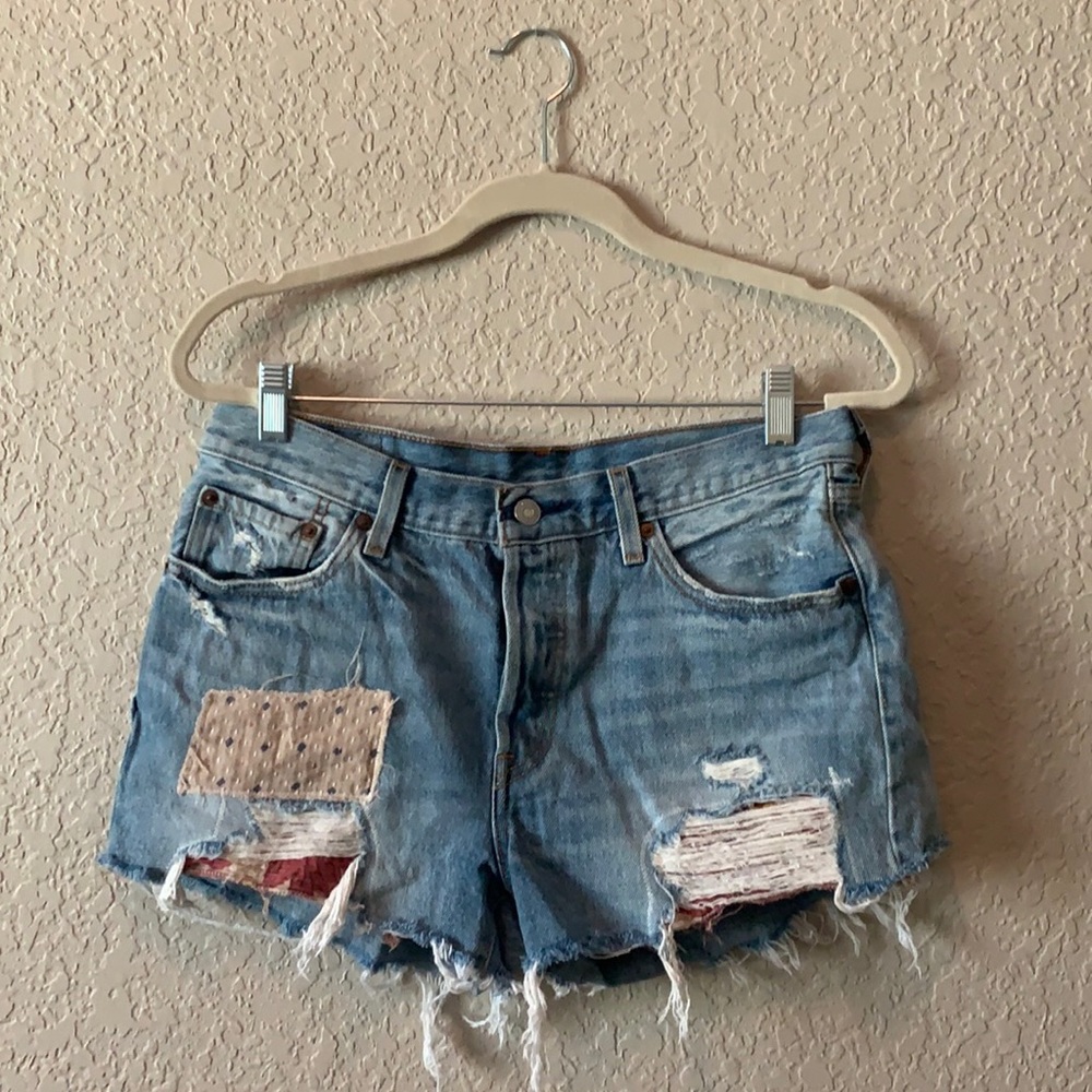 Levi’s patchwork denim shorts